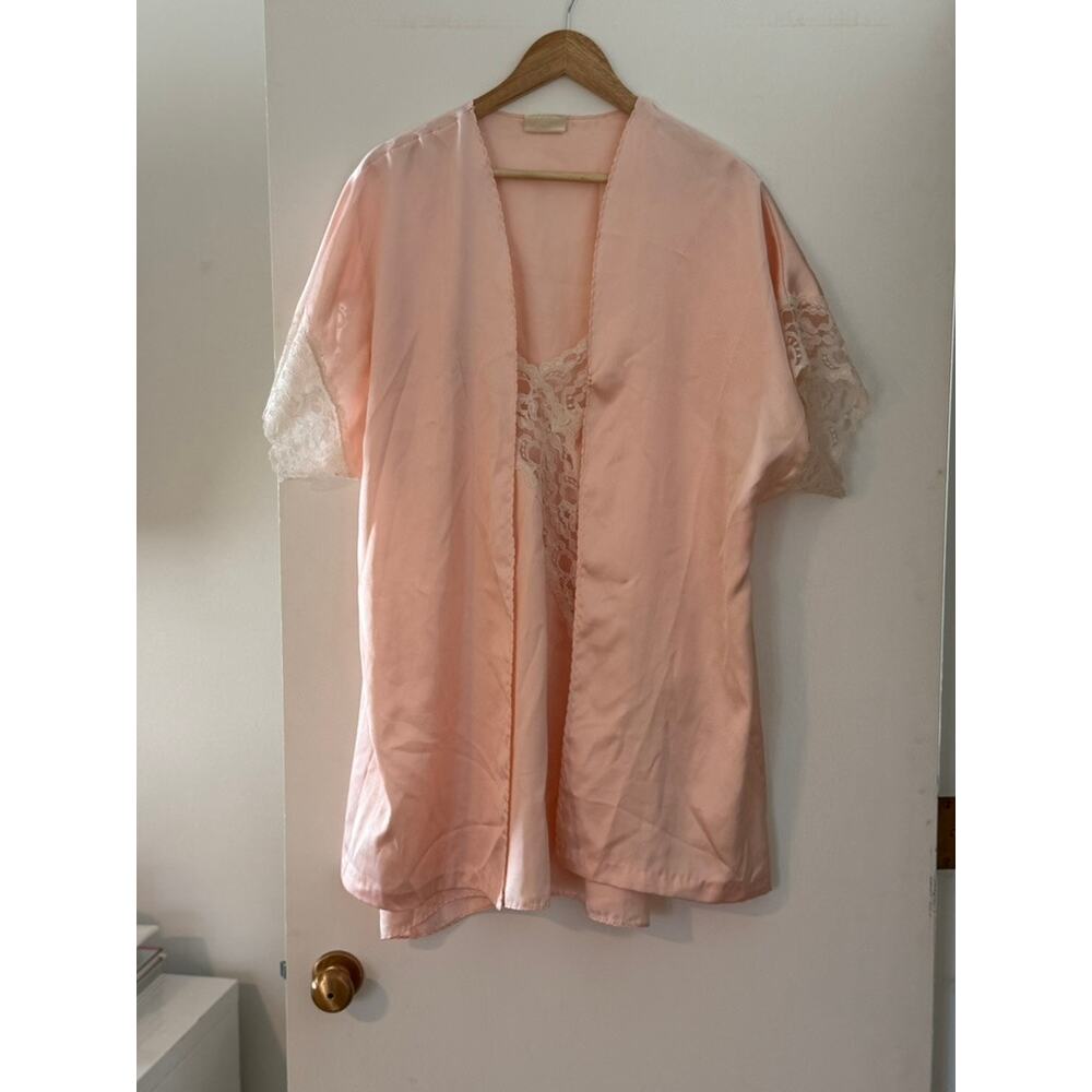 Vintage Anne Rothschild‎ Caress Pink Satin Robe Set ✨